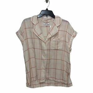 Madewell Bedtime‎ Fine Plaid Pearl Pj Top S